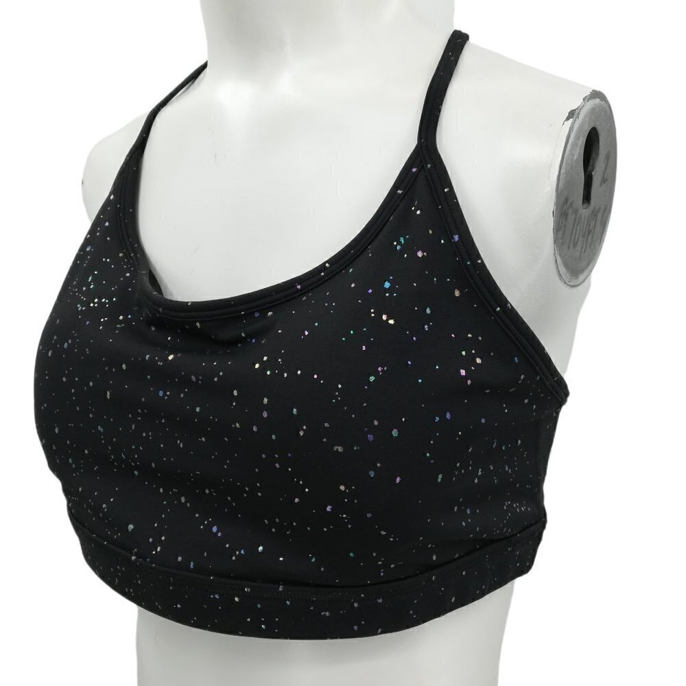 Zyia Active Reflective Mirage Brilliant Black Sports Bra Size XXL Metallic